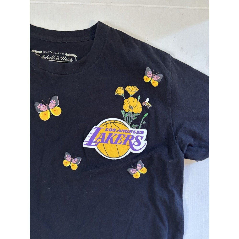 LA Lakers State Flower Shirt Men's M Butterfly Mitchell & Ness Hardwood Classic - Picture 2 of 6